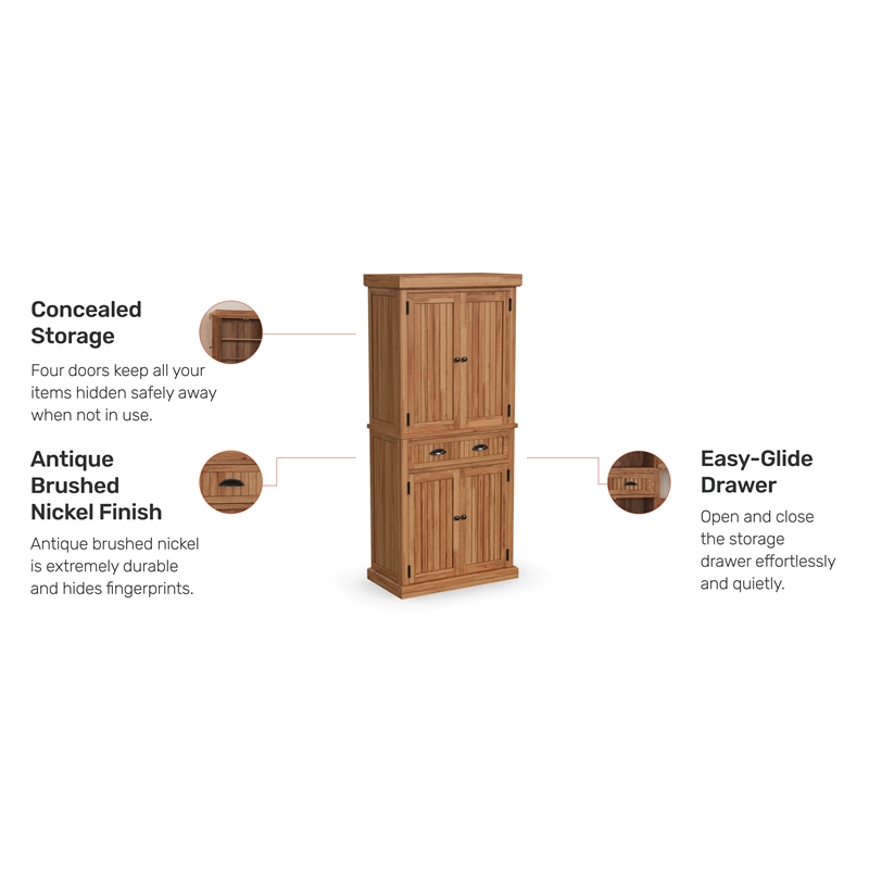 Bowery Hill Traditional Engineered Wood Pantry in Brown Finish