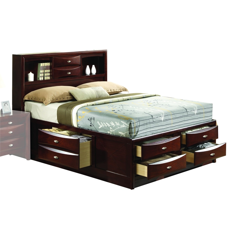 Bowery Hill Transitional Queen Storage Bed in Espresso Finish
