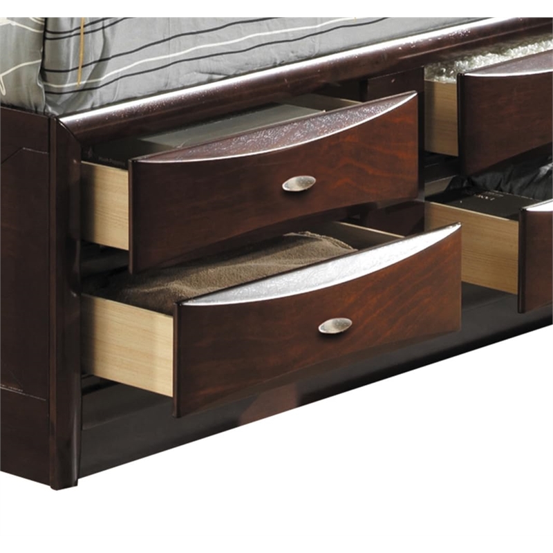 Bowery Hill Transitional Queen Storage Bed in Espresso Finish