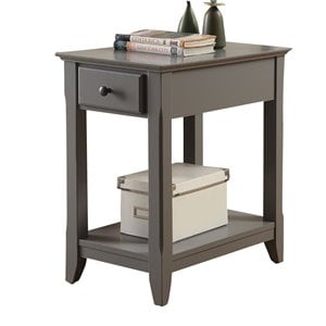 Bowery Hill Contemporary 1 Drawer and Shelf End Table in Gray