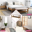 Bowery Hill Fabric Upholstered Bench with Bottom Shelf in Light Gray and Oak