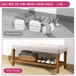 Bowery Hill Fabric Upholstered Bench with Bottom Shelf in Light Gray and Oak