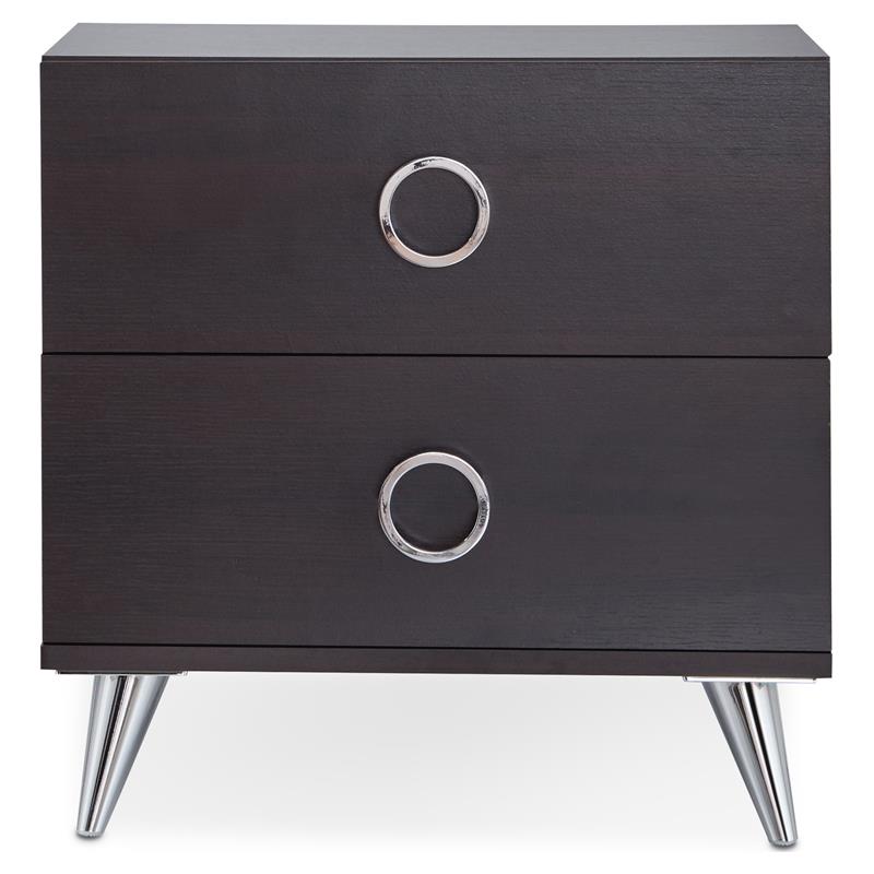 Bowery Hill Wood 2-Drawer Nightstand with Ring Pull Handles in Espresso