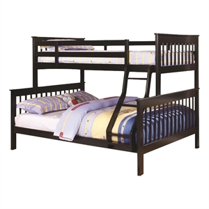 bowery hill transitional twin over full wood bunk bed in black finish