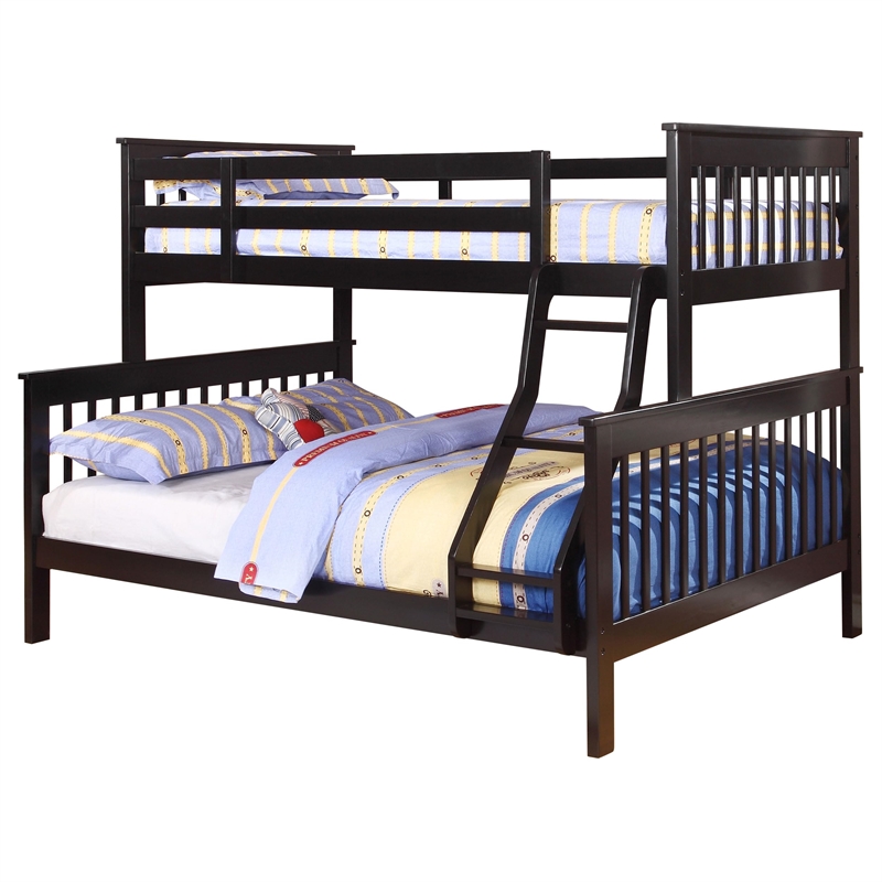 Bowery Hill Transitional Twin Over Full Wood Bunk Bed in Black Finish