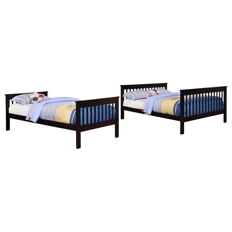 Bowery Hill Transitional Twin Over Full Wood Bunk Bed in Black Finish