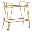 Bowery Hill Mid-Century Mirrored Metal Bar Cart in Gold Finish