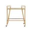 Bowery Hill Mid-Century Mirrored Metal Bar Cart in Gold Finish