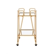 Bowery Hill Mid-Century Mirrored Metal Bar Cart in Gold Finish