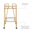 Bowery Hill Mid-Century Mirrored Metal Bar Cart in Gold Finish