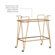 Bowery Hill Mid-Century Mirrored Metal Bar Cart in Gold Finish