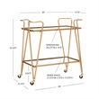 Bowery Hill Mid-Century Mirrored Metal Bar Cart in Gold Finish