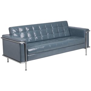 Bowery Hill Contemporary Faux Leather Upholstered Sofa in Gray