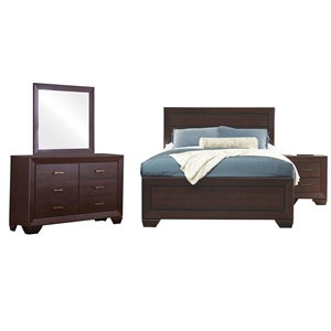 Bowery Hill 4-Piece Wood California King Panel Bedroom Set in Cocoa