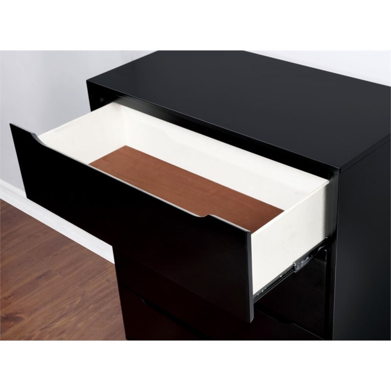 Bowery Hill Mid-Century Modern Wood 4-Drawer Chest in Black Finish