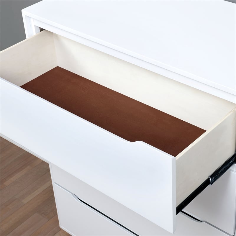 Bowery Hill Mid-Century Modern Wood 4-Drawer Chest in White Finish