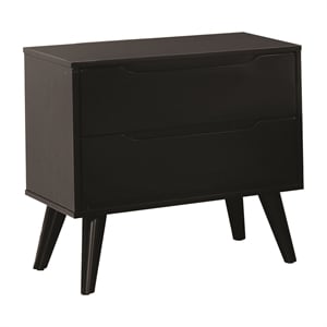 Bowery Hill Mid-Century Modern Wood 2-Drawer Nightstand in Black