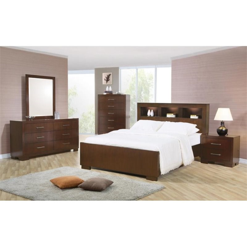 Bowery Hill 4-Piece Wood Eastern King Storage Bedroom Set in Cappuccino
