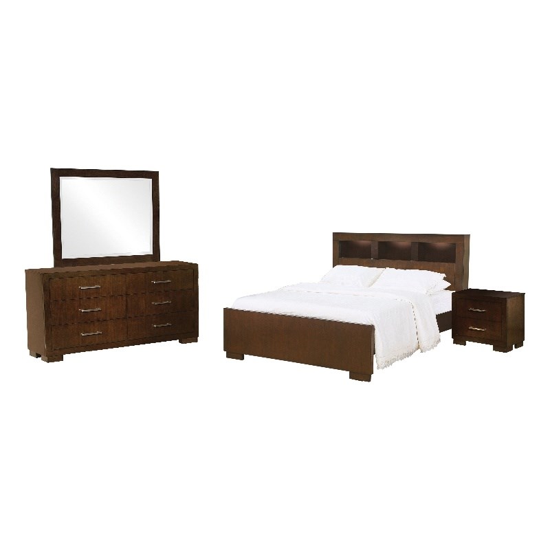 Bowery Hill 4-Piece Wood Eastern King Storage Bedroom Set in Cappuccino