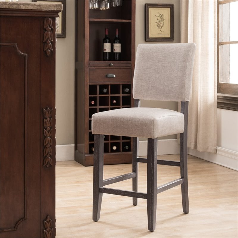 Bowery Hill Wood Upholstered Back Counter Stool Set in Heather Gray