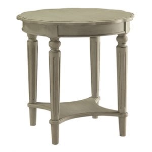 Bowery Hill Solid Wood Round End Table in Antique Slate Finish