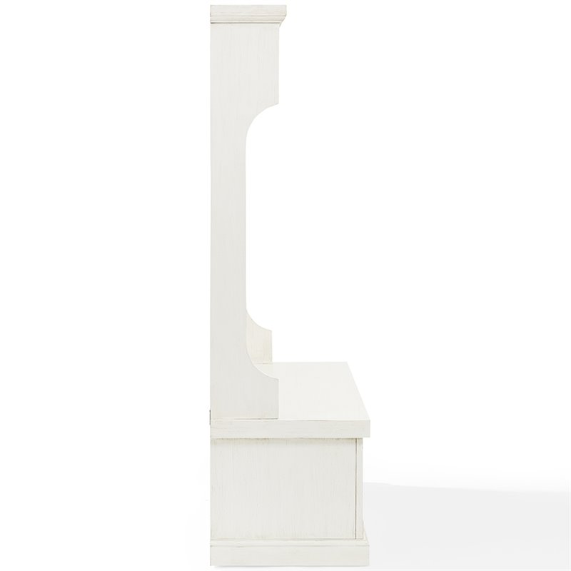 Bowery Hill Coastal Wood Hall Tree in Distressed White Finish