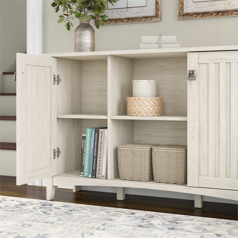 Bowery Hill Engineered Wood Accent Storage Cabinet with 2 Doors in Antique White