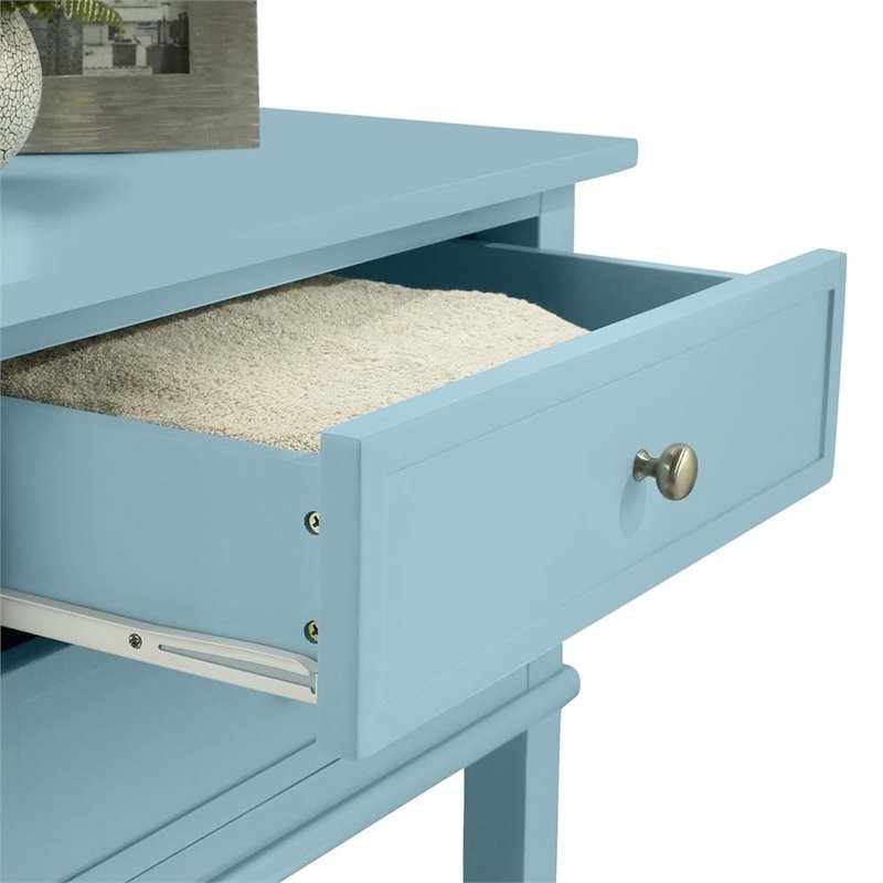 Bowery Hill Contemporary Wood Veneer 2 Drawer End Table in Blue