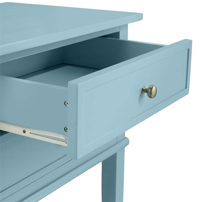 Bowery Hill Contemporary Wood Veneer 2 Drawer End Table in Blue