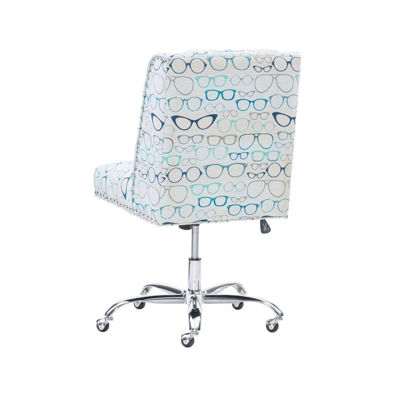Bowery Hill Transitional Wood Upholstered Glasses Office Chair in Blue