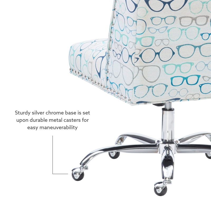 Bowery Hill Transitional Wood Upholstered Glasses Office Chair in Blue