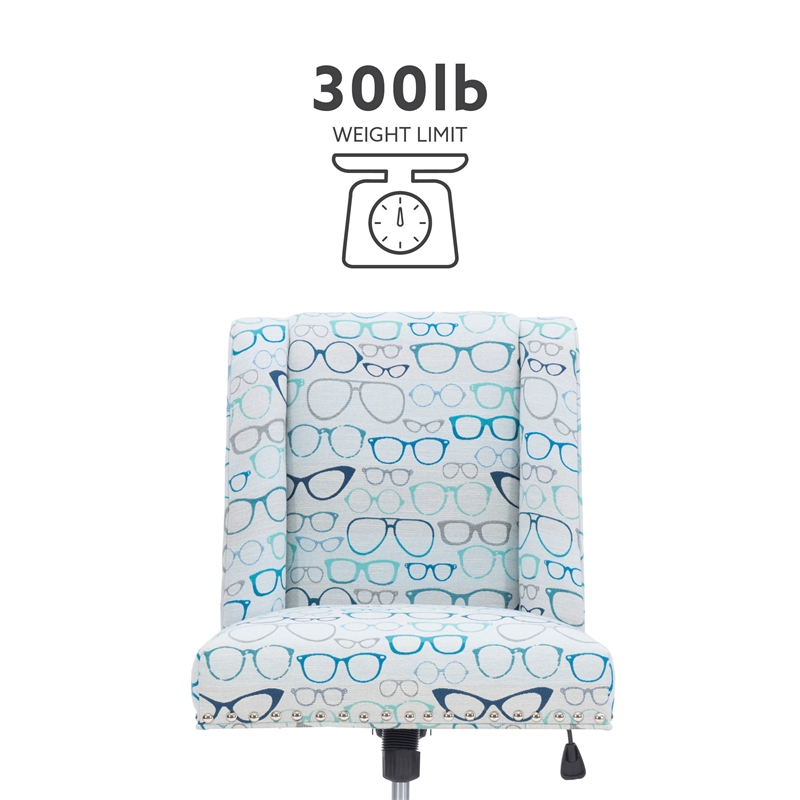 Bowery Hill Transitional Wood Upholstered Glasses Office Chair in Blue