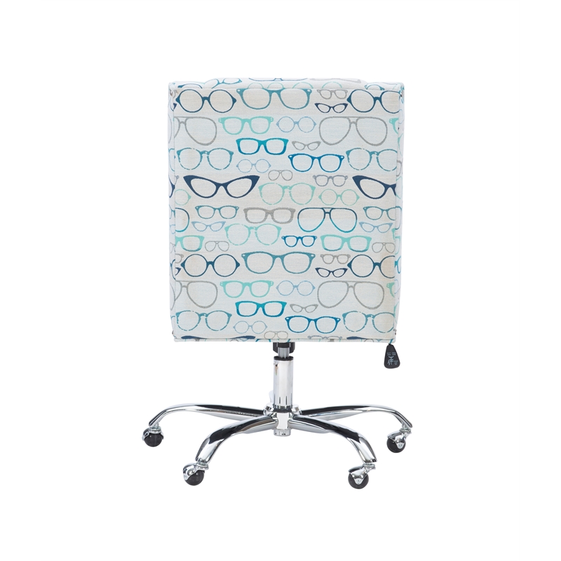 Bowery Hill Transitional Wood Upholstered Glasses Office Chair in Blue