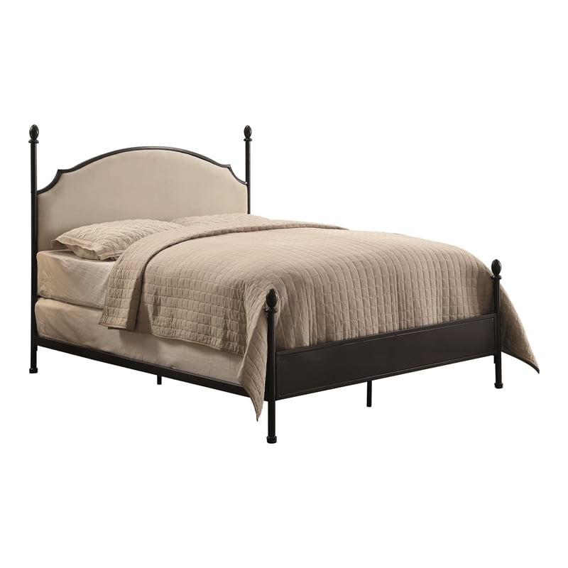 Bowery Hill Metal Queen Poster Panel Bed in Silver Gun Metal