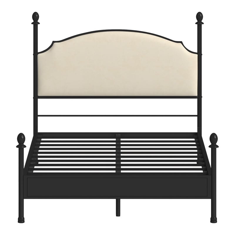 Bowery Hill Metal Queen Poster Panel Bed in Silver Gun Metal