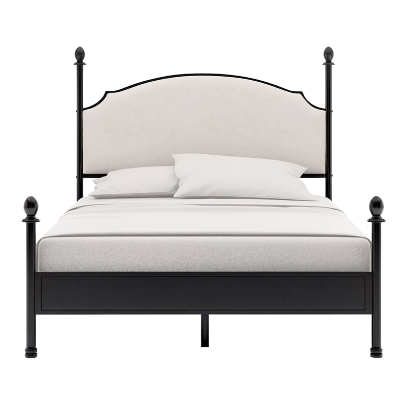 Bowery Hill Metal Queen Poster Panel Bed in Silver Gun Metal