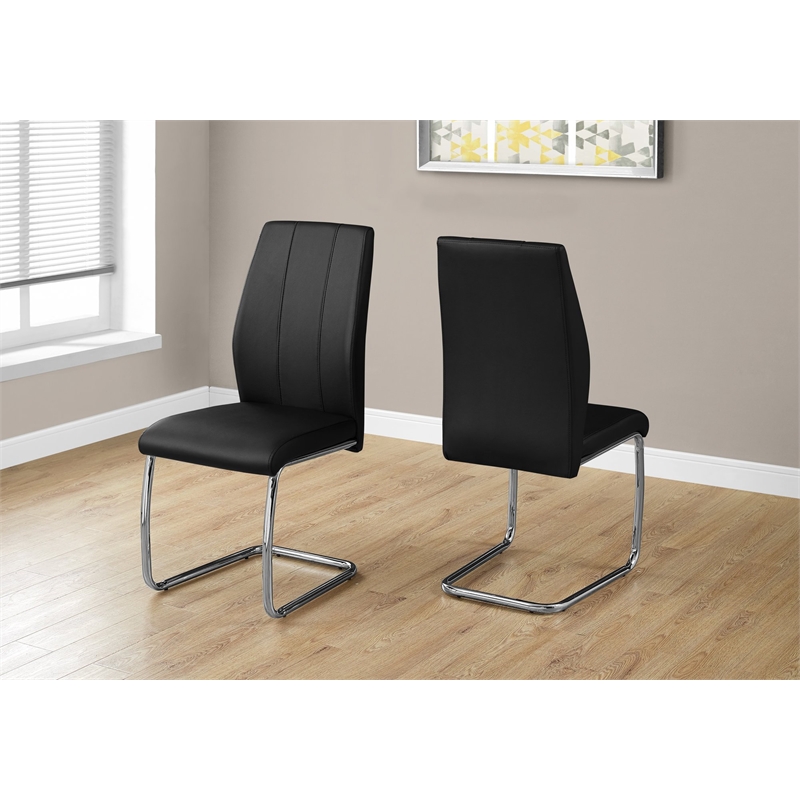 Bowery Hill Dining Chair Set Of 2 Side Kitchen Dining Room Pu Leather Look Black
