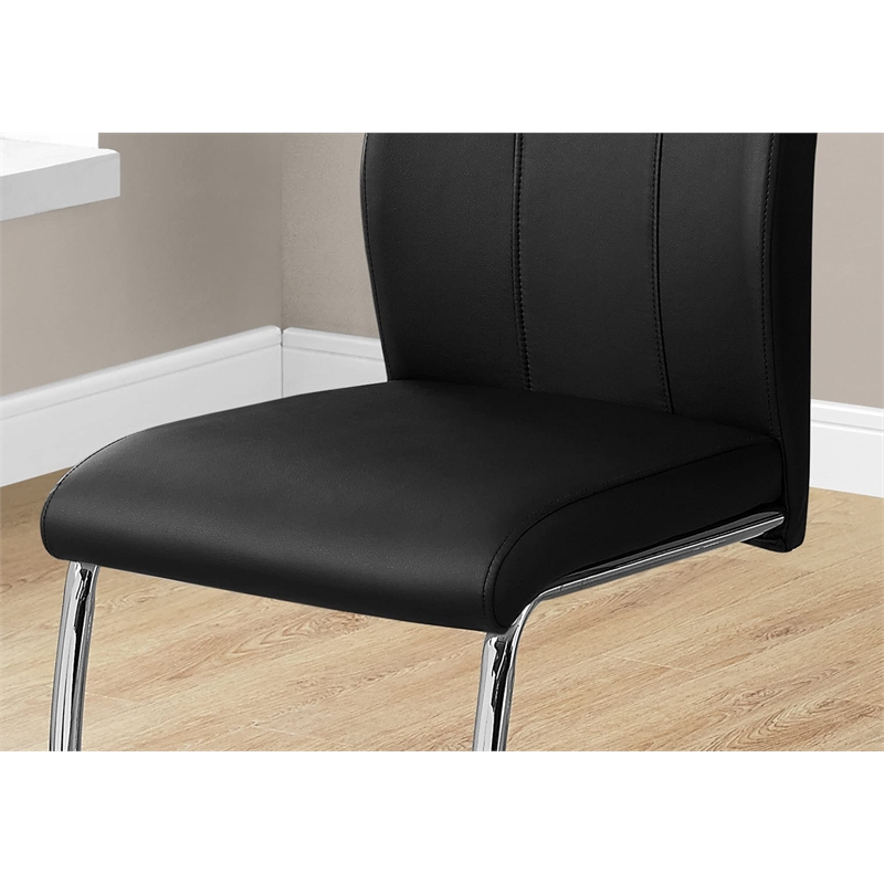 Bowery Hill Dining Chair Set Of 2 Side Kitchen Dining Room Pu Leather Look Black