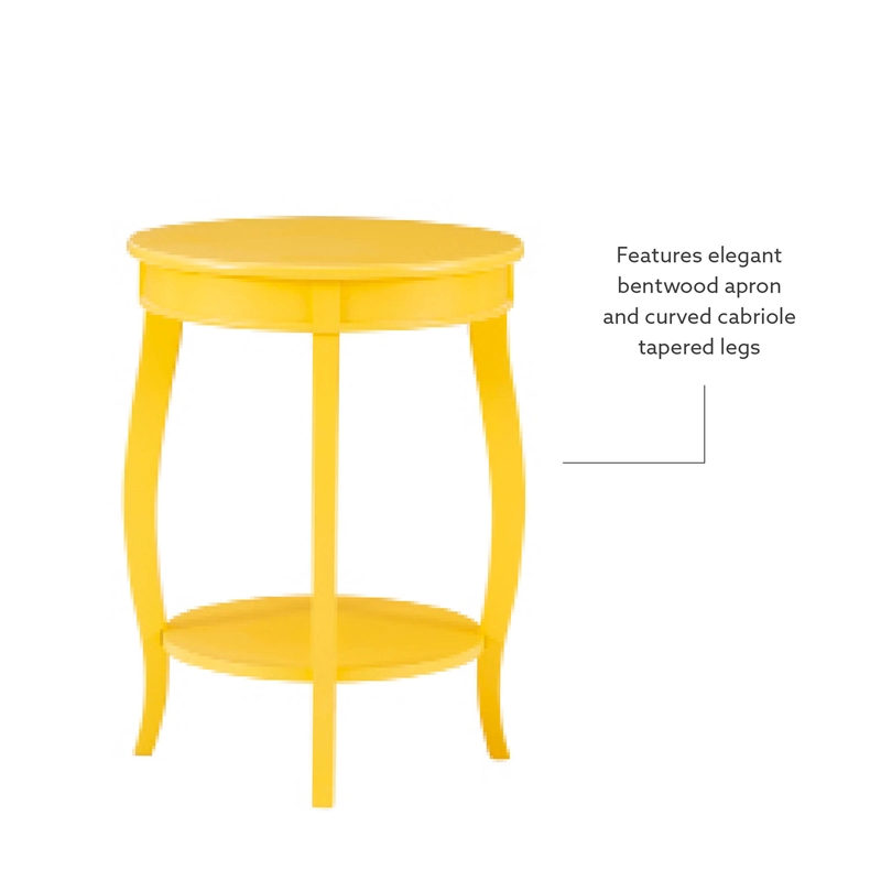 Bowery Hill Contemporary Round Wood End Table with Shelf in Yellow