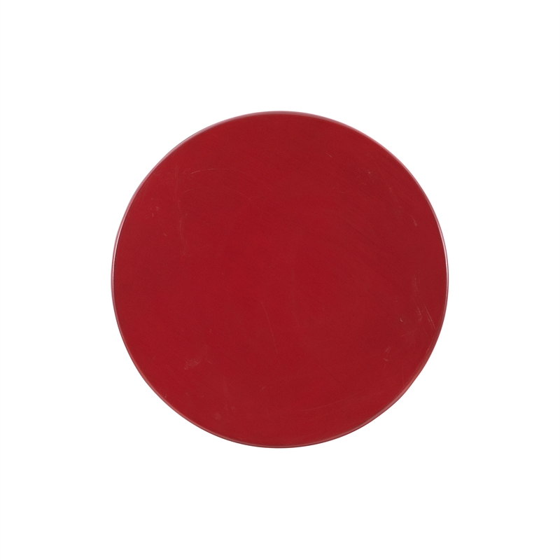 Bowery Hill Contemporary Round Wood End Table with Shelf in Red