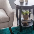 Bowery Hill Contemporary Round Wood End Table with Shelf in Black