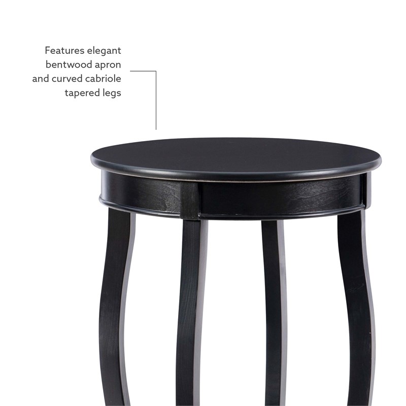 Bowery Hill Contemporary Round Wood End Table with Shelf in Black