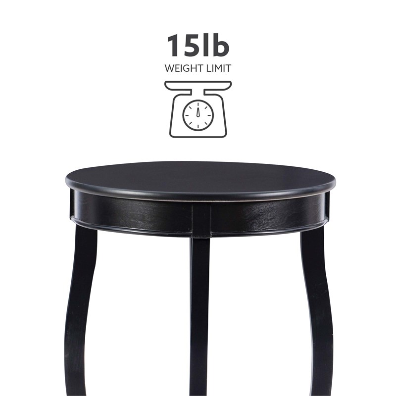 Bowery Hill Contemporary Round Wood End Table with Shelf in Black