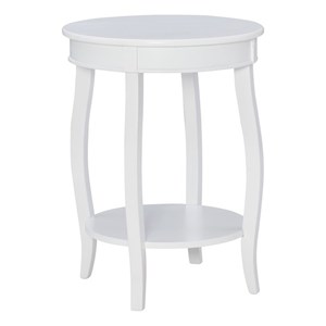 Bowery Hill Contemporary Round Wood End Table with Shelf in White