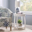 Bowery Hill Contemporary Round Wood End Table with Shelf in White
