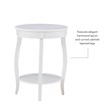 Bowery Hill Contemporary Round Wood End Table with Shelf in White
