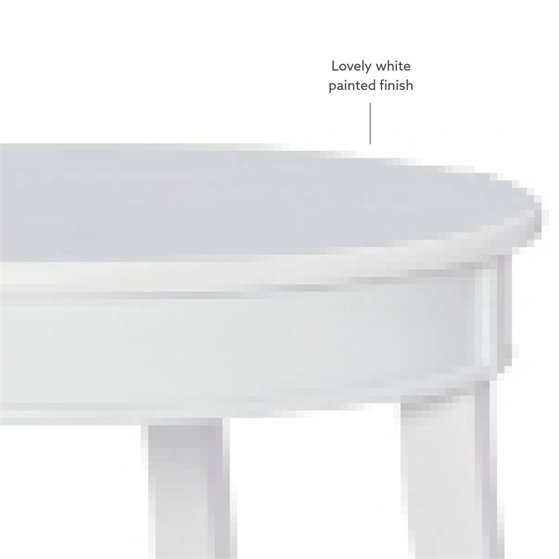 Bowery Hill Contemporary Round Wood End Table with Shelf in White