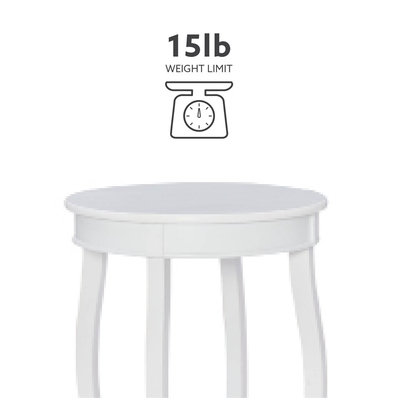 Bowery Hill Contemporary Round Wood End Table with Shelf in White