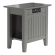 Bowery Hill Solid Wood Chair Side Table with Device Charger in Gray
