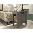 Bowery Hill Solid Wood Chair Side Table with Device Charger in Gray